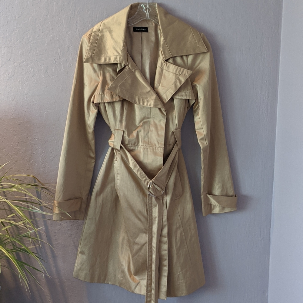 bebe tan trench coat